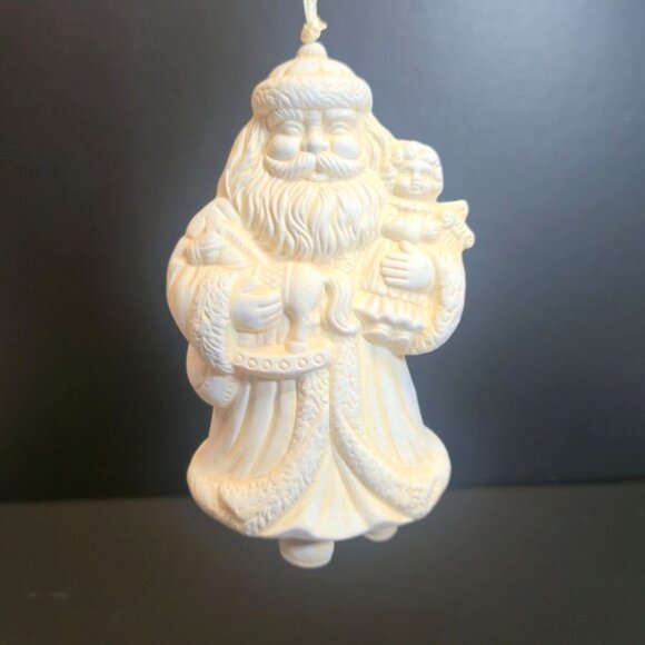 Vintage Old World Santa Bell Christmas Ornament White moving feet St Nick figure - Picture 3 of 12